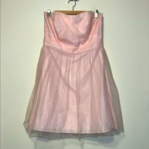 DAVID’s BRIDAL Short Petal Pink Strapless Party Dress Full Tulle Skirt size 14